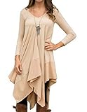 Womens Asymmetrical Casual Feminine Long Sleeve Tunic Shirt Dress
