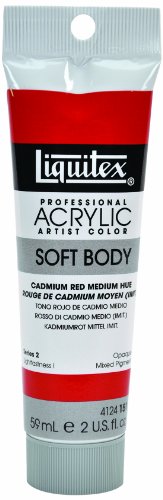 Liquitex 4124151 Professional Soft Body Acrylic Paint 2-oz Tube, Cadmium Red Medium Hue