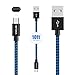 Micro USB Cable, 3Pack 10FT Nylon Braided Tangle-Free High Speed Charging Cord for Samsung, Nexus, LG, Motorola, Android Smartphones and More-[Blue+Black]