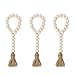 TIMEYARD Wood Bead Garland with Tassels Farmhouse Beads 3Pcs Rustic Country Decor Prayer Beads Wall Hanging Decor primary