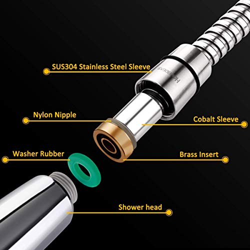 HOMEIDEAS 60-inch(1.5m) RV Shower Hose 304 Stainless Steel Extra Long Shower Hose Replacement Handheld Shower Head Hose Extension