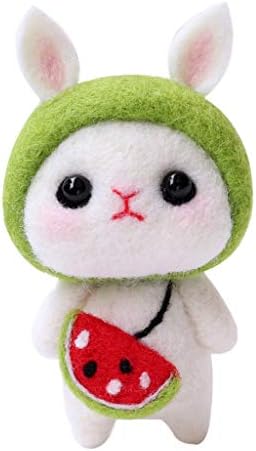 P Prettyia ウサギ 羊毛フェルト ウールフェルトセット 手芸セット ふわふわ 4年保証 緑 フェルトクラフトキット 可愛い