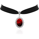 TKHLT Blood Bat Cameo Choker Necklace Gothic Red Cabochon Pendent Necklace Vampire Accessories for Women