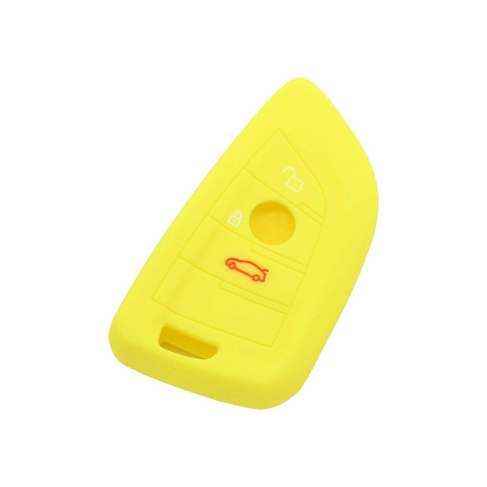 BROVACS Silicone Cover Protector Case Holder Skin Jacket Compatible with BMW X5 X6 X1 5 7 Series 3 Button Smart Remote Key Fob CV9906 Yellow — image 1