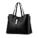 Fashion Road Womens Pu Leather Handbag Lady's Line Tote Bags Black