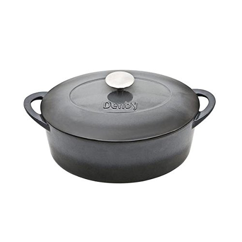 Denby Halo Cast Iron 4.2L Oval Casserole, Medium, Gray