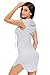 Cfanny Women's Sexy V Neck Cotton Hoodie Mini T-shirt Casual Dress,Grey,S