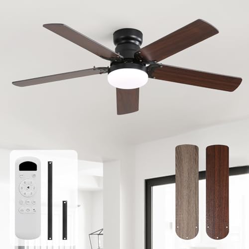 Sofucor 107 cm Ceiling Fan with Light, 6 Speeds, Control, Timer, DC Motor, LED Silent Ceiling Fan with Lamp for Bedroom Living Room