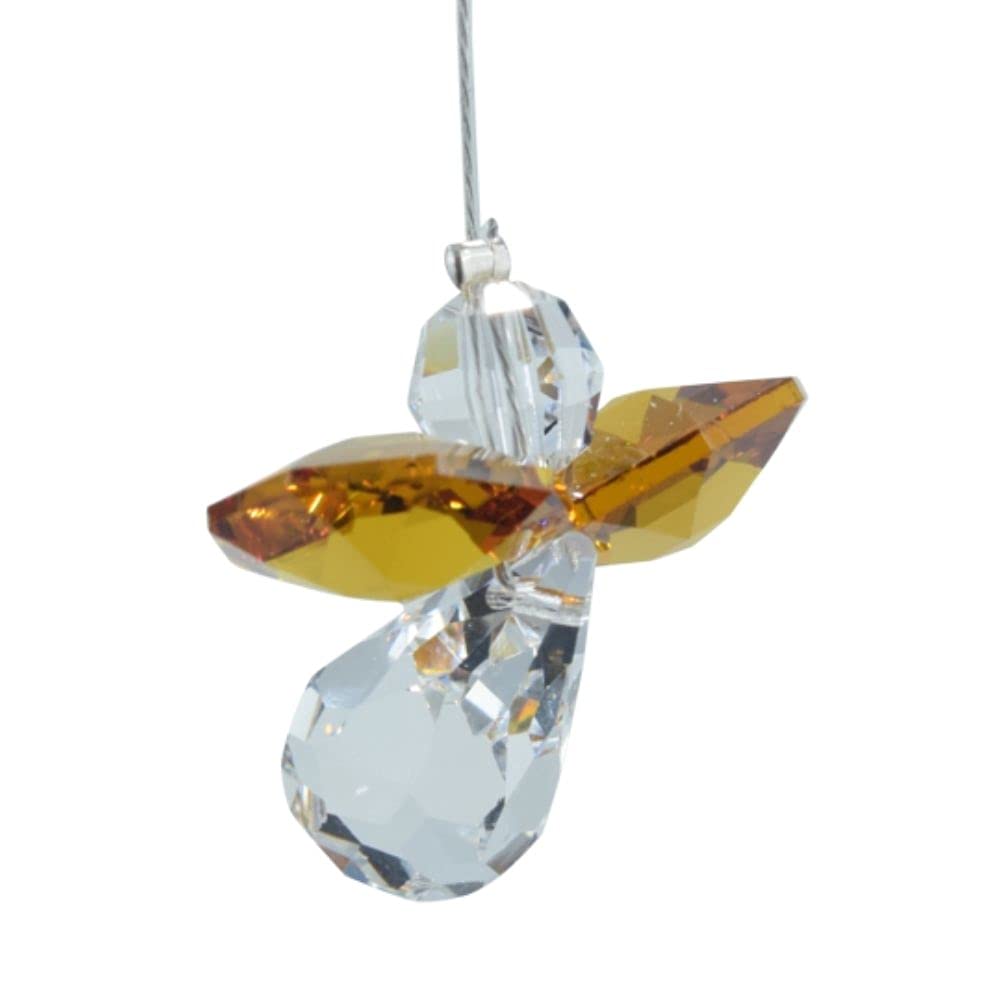 Hanging Crystal Guardian Angel Birthstone Suncatcher NOVEMBER - TOPAZ - Embellished with Swarovski Crystals