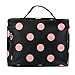 EN'DA professional Big Size Cosmetic Bag for Organize Makeups Travel Makeup Bag with Clear Mirror Single Layer Large Storage Space (Black&Pink)
