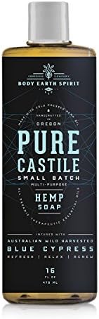 Pure Castile Soap - Liquid Organic Body Wash Multipurpose All Natural Soap w/ Australian Wild Harvested Blue Cypress - 16 OZ