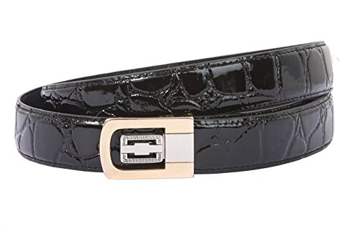 CLAMP ON ONE SIZE FITS ALL CROCO PRINT PATENT FAUX LEATHER BELT