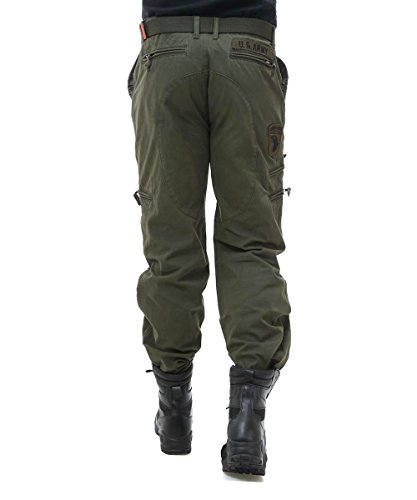 EKLENTSON Men's Cargo Work Pants Big and Tall Outdoor Straight-Fit Military Pants Army Green