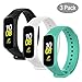 Seltureone [3 Pack] Solid Color Silicone Bands Compatible for Samsung Galaxy Fit E 2019- Black+White+Cyan