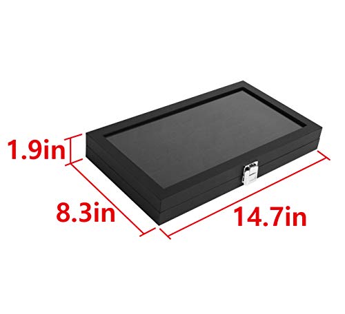JackCubeDesign Jewelry Ring Display Organizer Storage Box Case Tray Holder with 72 Slot Ring Display(Black, Inside Black Velvet, 14.7 x 8.3 x 1.97 inches)- :MK248A