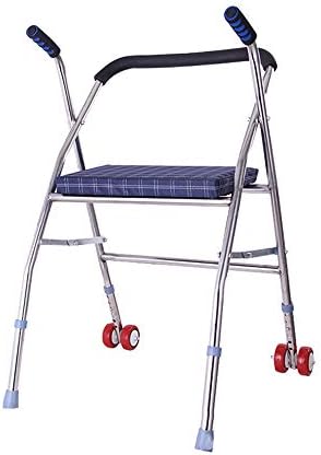 シート付き高齢者折り畳み式歩行器4本脚の杖スツール付き車輪付き老人歩行器トロリー 完売