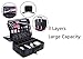 FLYMEI Large Makeup Organizer Bag, Travel Makeup Case 3 Layer Professional Cosmetic Organizer, Black Makeup Train Case with Shoulder Strap Portable Cosmetic Brush Organizer