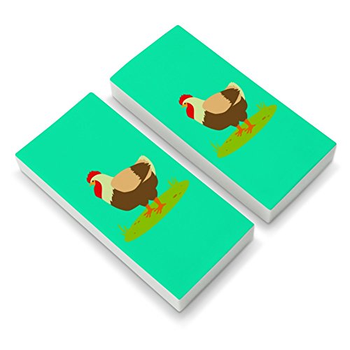 Chicken in Profile Eraser Set of 2