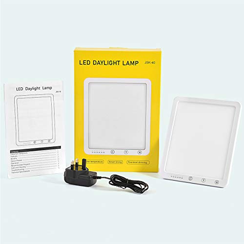Daylight Lamp,Aogled 10000 Lux Natural Daylight LED Light Box with Timer Function,Touch Control,Sunlight Energy Lamp with 5 Adjustable Brightness 3000K-6500K,SAD Lamp for Home/Office/Apartment