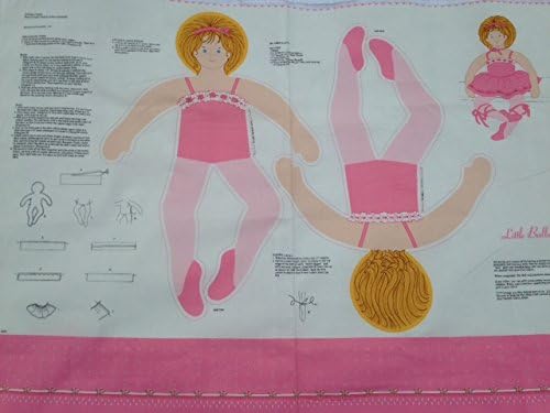 Little Ballerina 24" Doll on Cream Cotton Fabric - Sew and Stuff - (Great for Quilting, Sewing, Craft Projects, Throw Pillows & More) x1 Panel measures36" x 44"