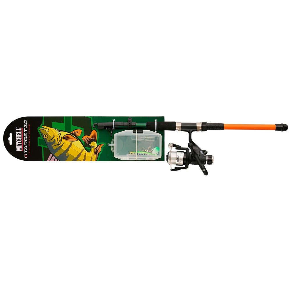 Mitchell Target II Spinning Combo, Fishing Rod and Reel Combo, Predator Fishing, Ready to Fish Kits Include Rods and Reels Pre-Spooled With LinePike/Perch/Zander, Unisex, Black, 2.1m | 5-20g