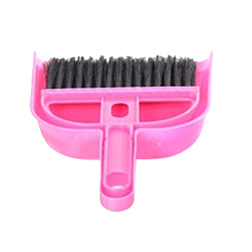 Botrong Mini Desktop Sweep Cleaning Brush Small Broom Dustpan Set (Hot Pink)