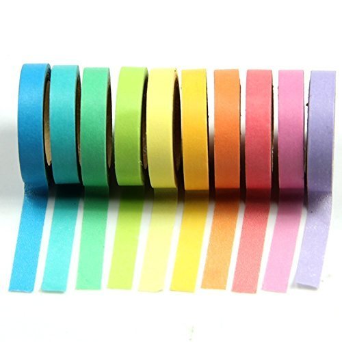 vanki 10x Decorative Washi Rainbow Sticky Paper