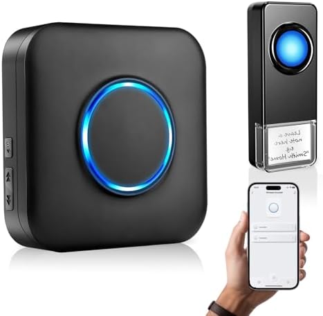 WiFi Doorbell Waterproof Outdoor, APP with No Subscription, 0-110dB Range Wireless Doorbell with 32 Melodies, Door Bell with Remote Notification, Door Bells with LED Flash for Homes, Offices