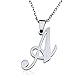 FUNRUN JEWELRY Womens Mens Stainless Steel Initial Letter Pendant Necklace,Letter A