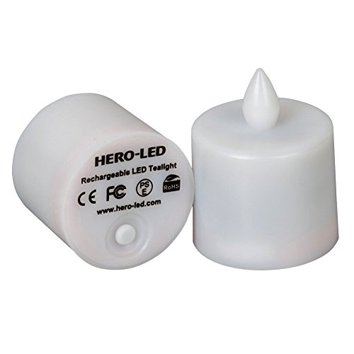 HERO-LED CD-RC-12RF-WW Wireless Inductive Rechargeable LED Electric Candles, Flameless Flickering Tea Lights with Remote Timer Controller, Set of 12, Warm White Color - Thumbnail 3