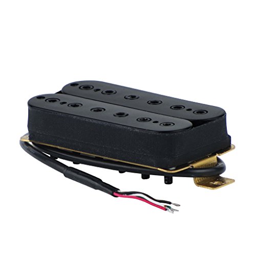 FLEOR Alnico 5 Electric Guitar Double Coil Humbucker Pickup Neck Pickup Adjustable Pole Piece, 50mm, 4 Wire, Black