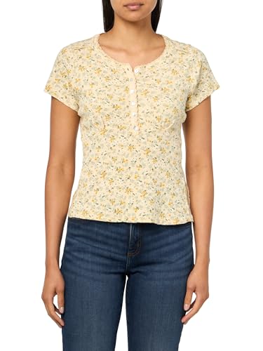 Lucky Brand Crochet Trim Short Sleeve Henley