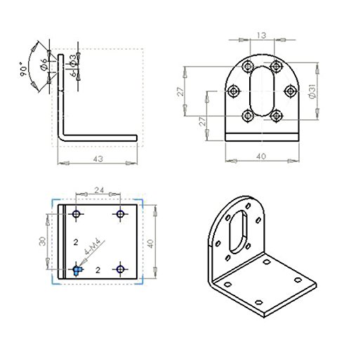 Bringsmart Black Mounting Bracket for 37mm Gearbox Diameter Gear Motor Parts Fixed DIY Experiment (37mm)