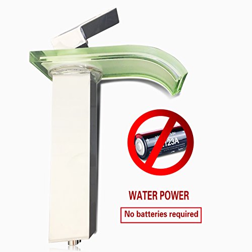 Bathroom Led Faucet Single Handle Mixer Tap, Water Powered (No Battery Required), 3 Color Changing Base On Temperature - Thumbnail 4