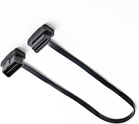 OBD2 Extension Cable, A2 Flat Ribbon Cable Full 16pin OBDII Male to Female Cable with Angled Connectors (1FT/30CM) (10Pack)