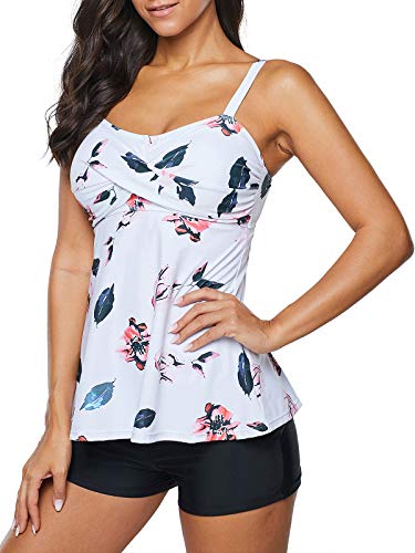 image for Zando Two Piece Swimsuits for Women Modest Tankini Top with Boyshort S