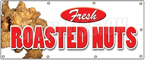 Amazon Com 36 X96 Roasted Nuts Banner Sign Fresh Hot Signs