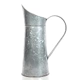 Hosley Galvanized Pitcher 14 Inch High Decorative Use Ideal Gift for Weddings Spa Flower Arrangements O3