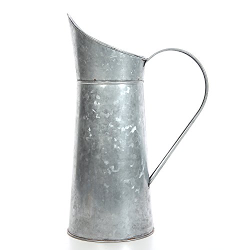 Hosley Galvanized Pitcher 14 Inch High Decorative Use Ideal Gift for Weddings Spa Flower Arrangements O3