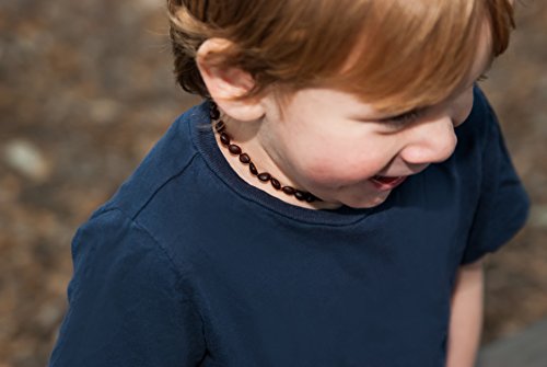 Amber Teething Necklace for Babies (Unisex) (Raw Cherry) - Anti Flammatory, Drooling & Teething Pain Reduce Properties - Certificated Natural Baltic Jewelry, Highest Quality, Less Teething Tablets
