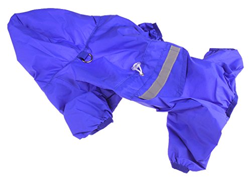 Xiaoyu Adjustable Pet Dog Waterproof Jumpsuit Raincoat Jacket with Safe Reflective Strips, Blue, XL