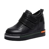 SUKEQ Women PU Leather Wedge Platform Shoes Winter
