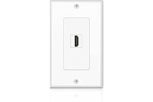 TNP PRODUCTS TNP HDMI Wall Plate (1 Port, White) HDMI Face Plate Socket Insert Jack Outlet Panel Mount Support 4K 60Hz HDR ARC/eARC Full HD 3D Ethernet High Speed Cable Extension Coupler f/Projector & Home