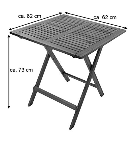 SAM 3-TLG. Gartengruppe Camelia, Akazien-Holz, 1x Tisch 62x62 cm + 2X Klappsessel, Set klappbar, massives Balkonset, 4251267241903, braun, 3tlg. balkonset Camelia – Bild 6