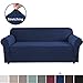 H.VERSAILTEX Stretch Oversized Sofa Cover 1 Piece Sofa Slipcovers for Living Room Feature Thick Checked Jacquard Fabric with Elastic Bottom, Sofa X-Large - Navy