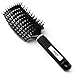 Baasha Curved Vent Brush For Blow Drying, Paddle Vent Brush For Hair, Quick Dry Hair Brush, Vented Boar Bristle Hair Brush For Men & Women, Curved Brushes for Curly, Vent Brushes for Hair Black
