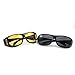 Huayang Unisex HD Night Driving Glasses Vision Care Eyes Protect Wrap Around Sunglasses Yellow