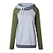 Vemper Women's funnel neck Raglan Sleeve Double hooded Sweatshirt Pullover with Pockets