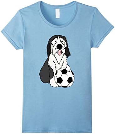Womens Smilealottees Funny Bearded Collie Playing Soccer T-shirt XL Baby Blue