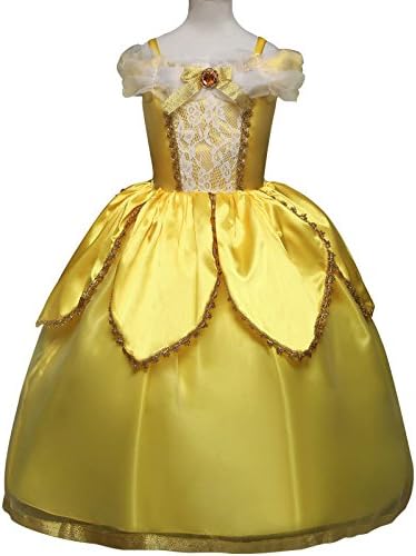 BaiXia Mädchen Cosplay Kostüm Kinder Geburtstags Feier Prinzessin Kleid Gelb 8